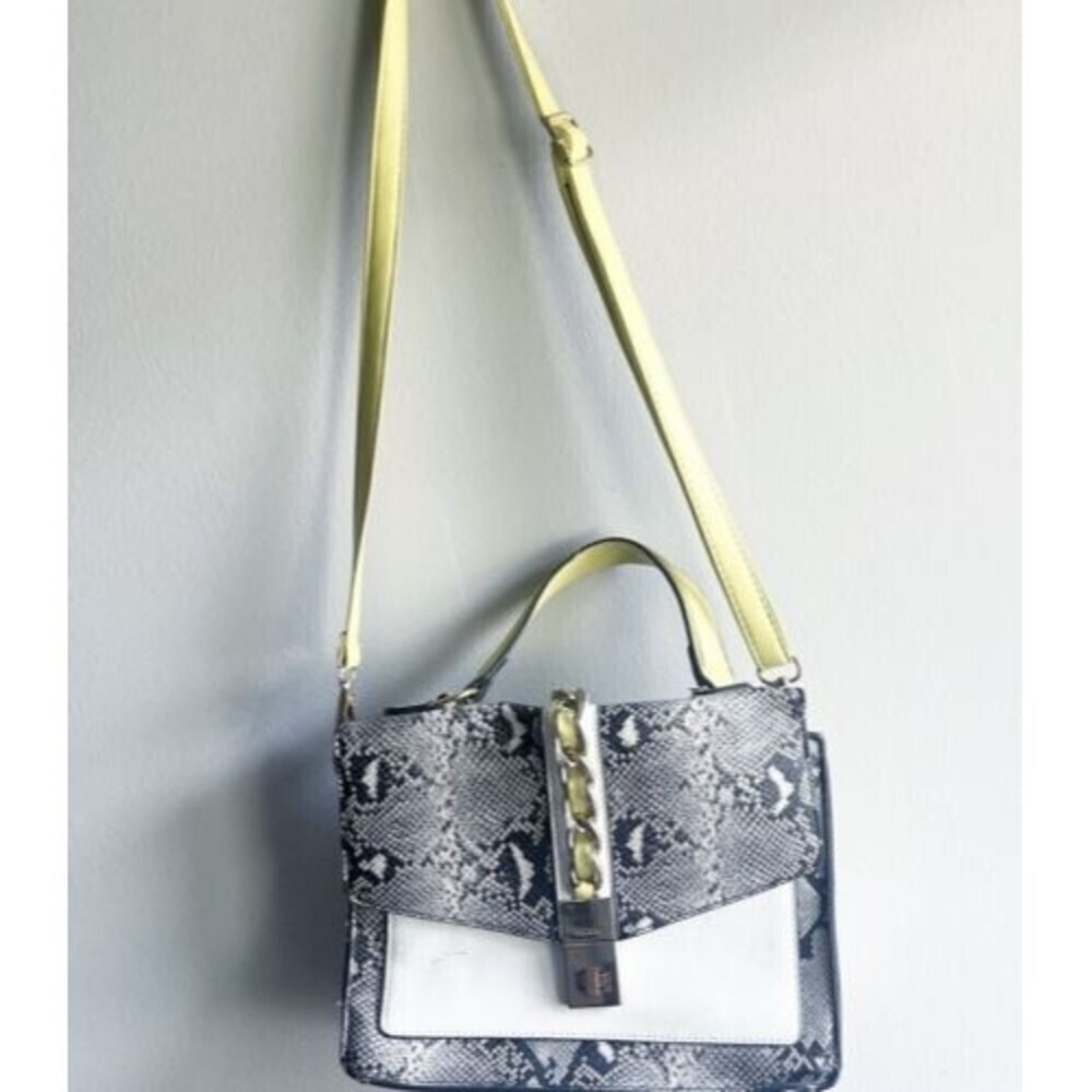 Aldo Women’s Snakeskin Purse Top Handle Cailla Crossbody Bag Gray Lime